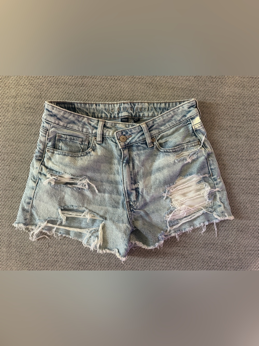 American Eagle Outfitters Light Blue Distressed stringed mom Shorts 6
